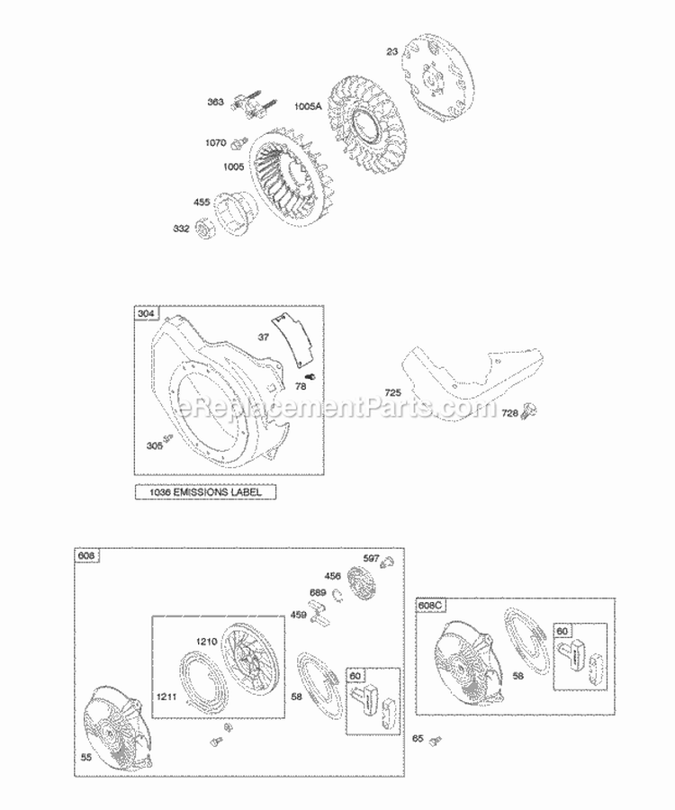 Blower Housing Flywheel Rewind Starter Diagram and Parts List for 122132-0110-B8  Briggs and Stratton Engine
